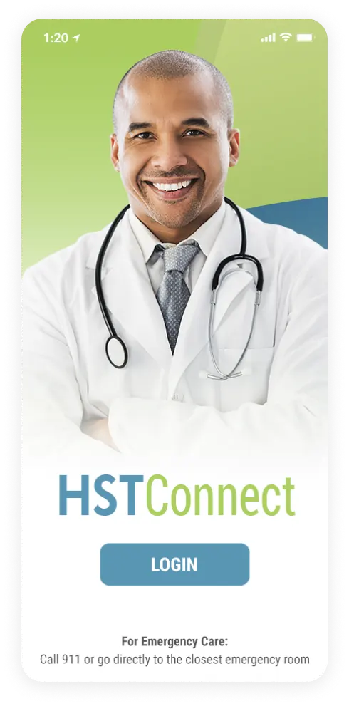 HST Connect mobile app in phone display